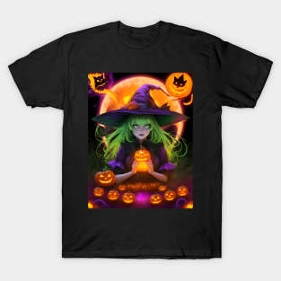 Halloween Cute Spooky Black Witch T-Shirt